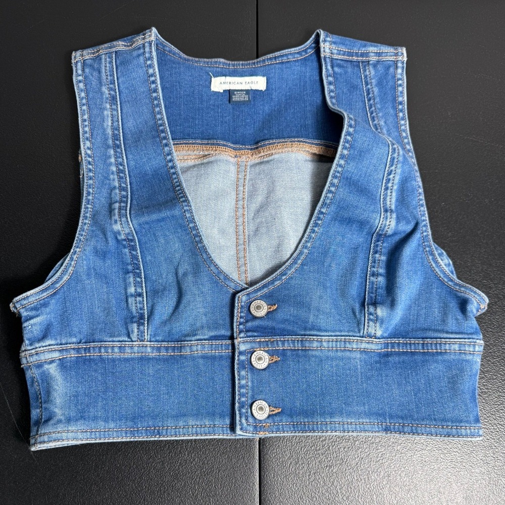 American Eagle Outfitters Blue Denim Vest